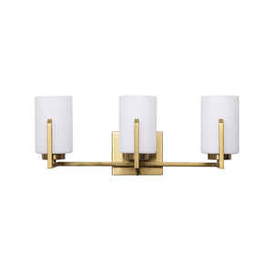 Modern Gold Opal Glass Shade 3-Light Vanity Lamp