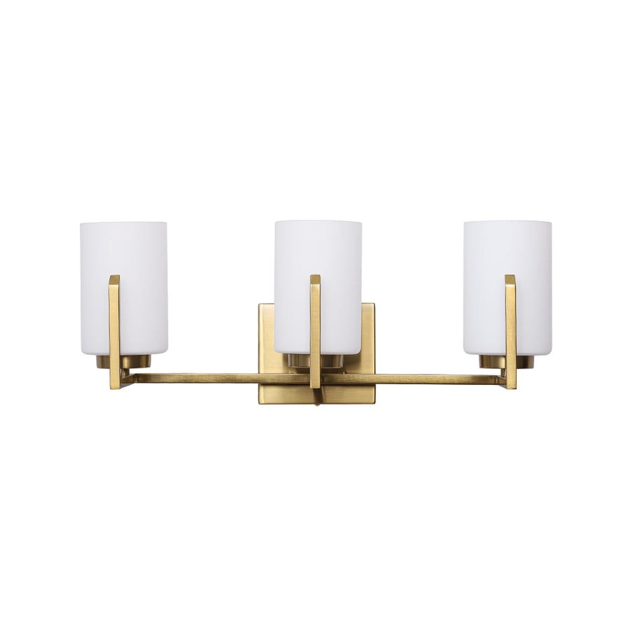 Modern Gold Opal Glass Shade 3-Light Vanity Lamp