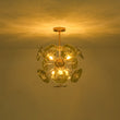 Load image into Gallery viewer, Mid-Century 6-Light Green Leaf Sunburst Sputnik Chandelier

