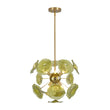 Load image into Gallery viewer, Mid-Century 6-Light Green Leaf Sunburst Sputnik Chandelier
