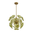 Load image into Gallery viewer, Mid-Century 6-Light Green Leaf Sunburst Sputnik Chandelier
