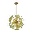 Load image into Gallery viewer, Mid-Century 6-Light Green Leaf Sunburst Sputnik Chandelier
