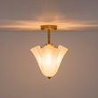 Load image into Gallery viewer, Milk White Art Glass Pleated Flower Ceiling Light

