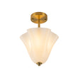 Load image into Gallery viewer, Milk White Art Glass Pleated Flower Ceiling Light

