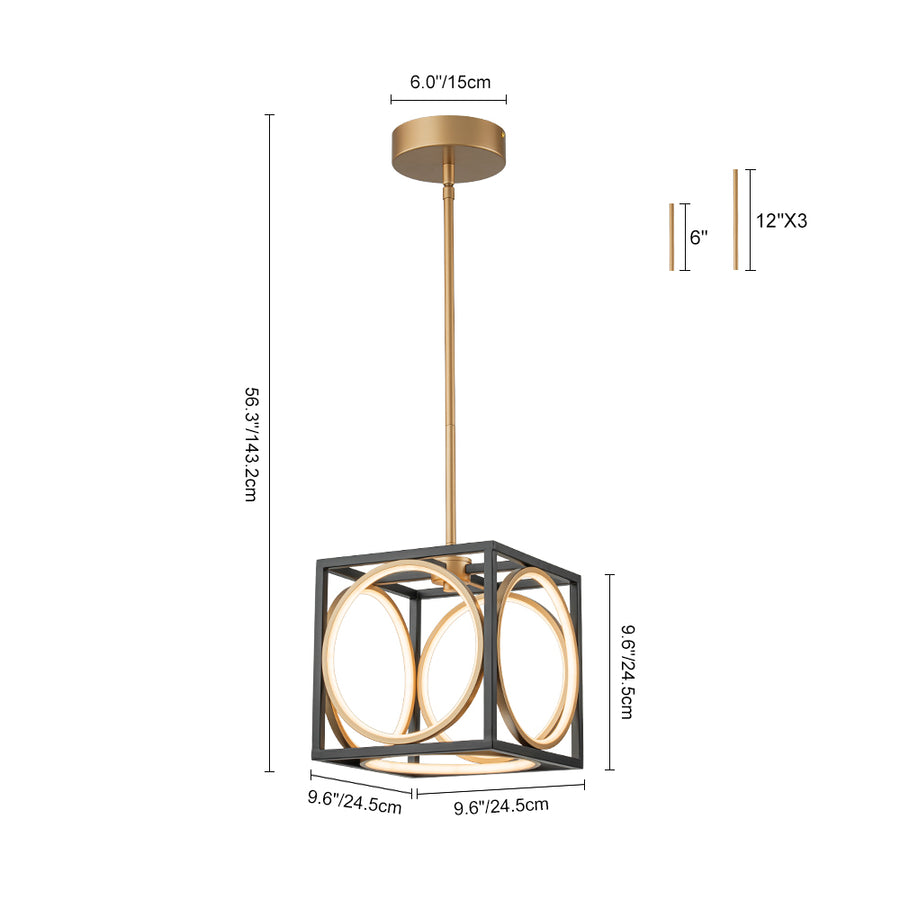 Minimalist Dimmable LED Square Cage Pendant Light