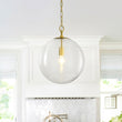 Load image into Gallery viewer, Modern 1-Light Clear Striped Glass Globe Kitchen Pendant
