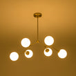 Load image into Gallery viewer, Modern 6-Light Brass Frosted Glass Globe Branched Chandelier
