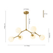 Load image into Gallery viewer, Modern 6-Light Brass Frosted Glass Globe Branched Chandelier

