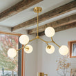 Load image into Gallery viewer, Modern 6-Light Brass Frosted Glass Globe Branched Chandelier
