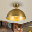 Load image into Gallery viewer, Modern Minimalist 1-Light Brass Metal Dome Semi Flush Mount
