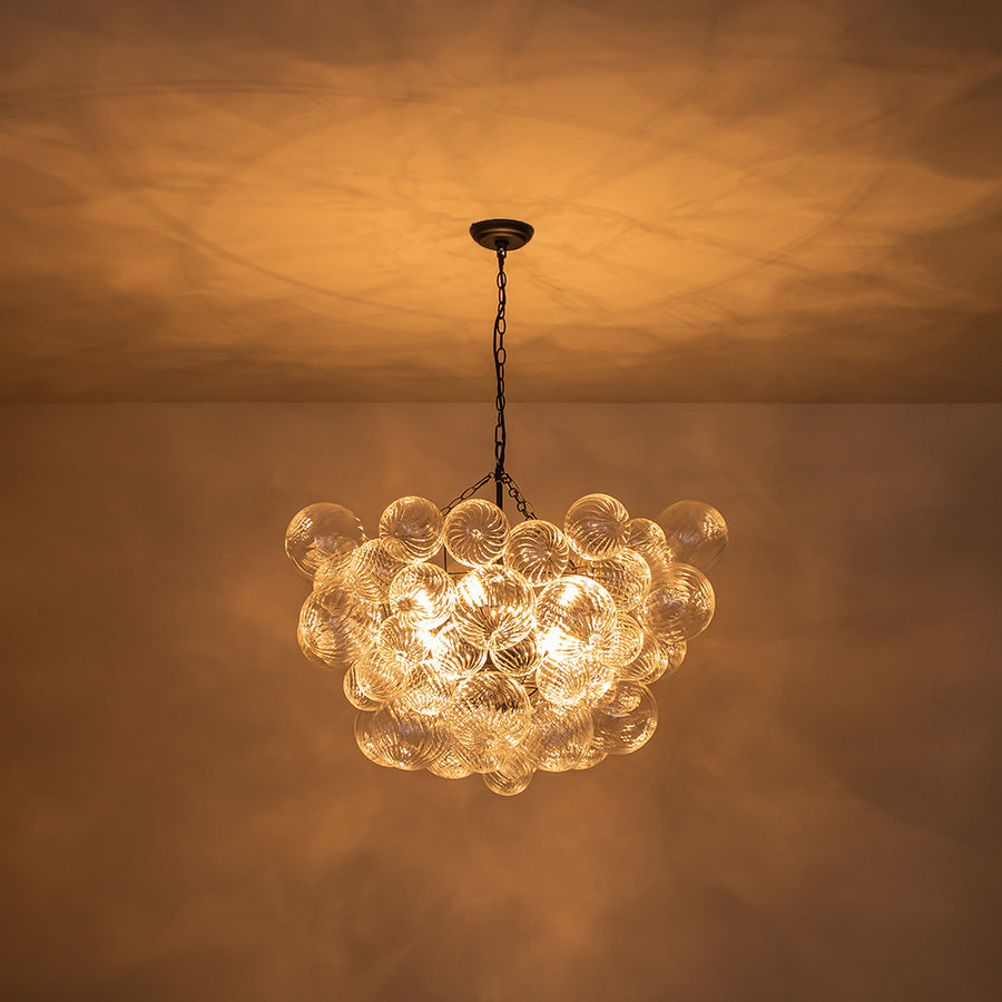 Modern Luxe Swirled Glass Globe Bubble Chandelier