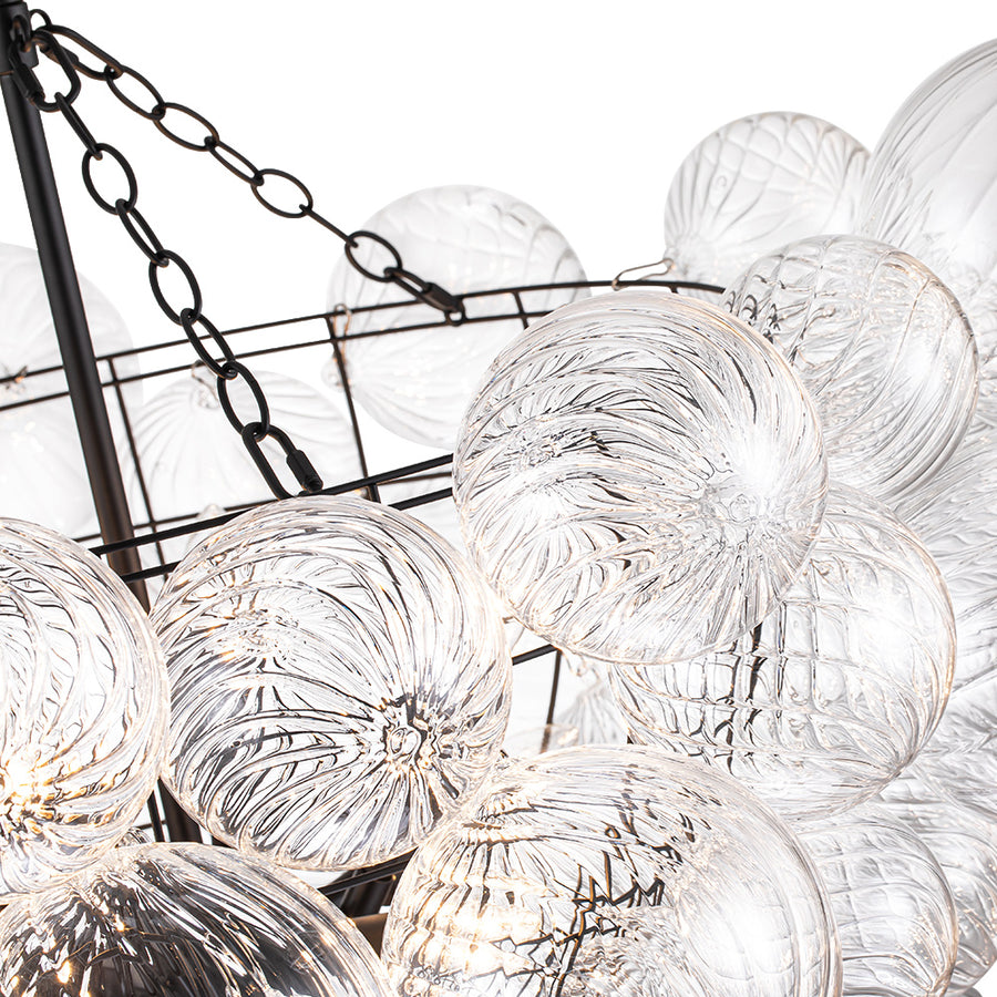 Modern Luxe Swirled Glass Globe Bubble Chandelier