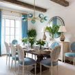 Load image into Gallery viewer, Modern Mid-Century Blue Glass Globe Brass Sputnik Chandelier
