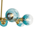 Load image into Gallery viewer, Modern Mid-Century Blue Glass Globe Brass Sputnik Chandelier
