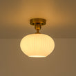 Load image into Gallery viewer, Modern Single Opal Fluted Glass Oval Semi Flush Ceiling Light
