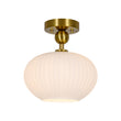 Load image into Gallery viewer, Modern Single Opal Fluted Glass Oval Semi Flush Ceiling Light
