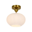 Load image into Gallery viewer, Modern Single Opal Fluted Glass Oval Semi Flush Ceiling Light
