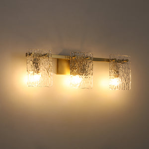 Modern Mid-Century Textured Glass Panel Bathroom Wall Lamp
