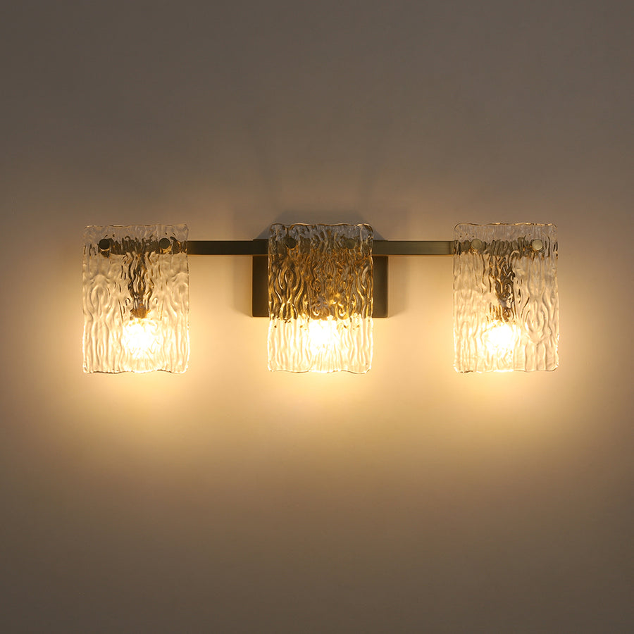 Modern Mid-Century Textured Glass Panel Bathroom Wall Lamp