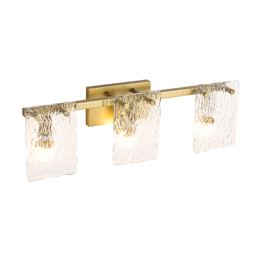 Modern Mid-Century Textured Glass Panel Bathroom Wall Lamp