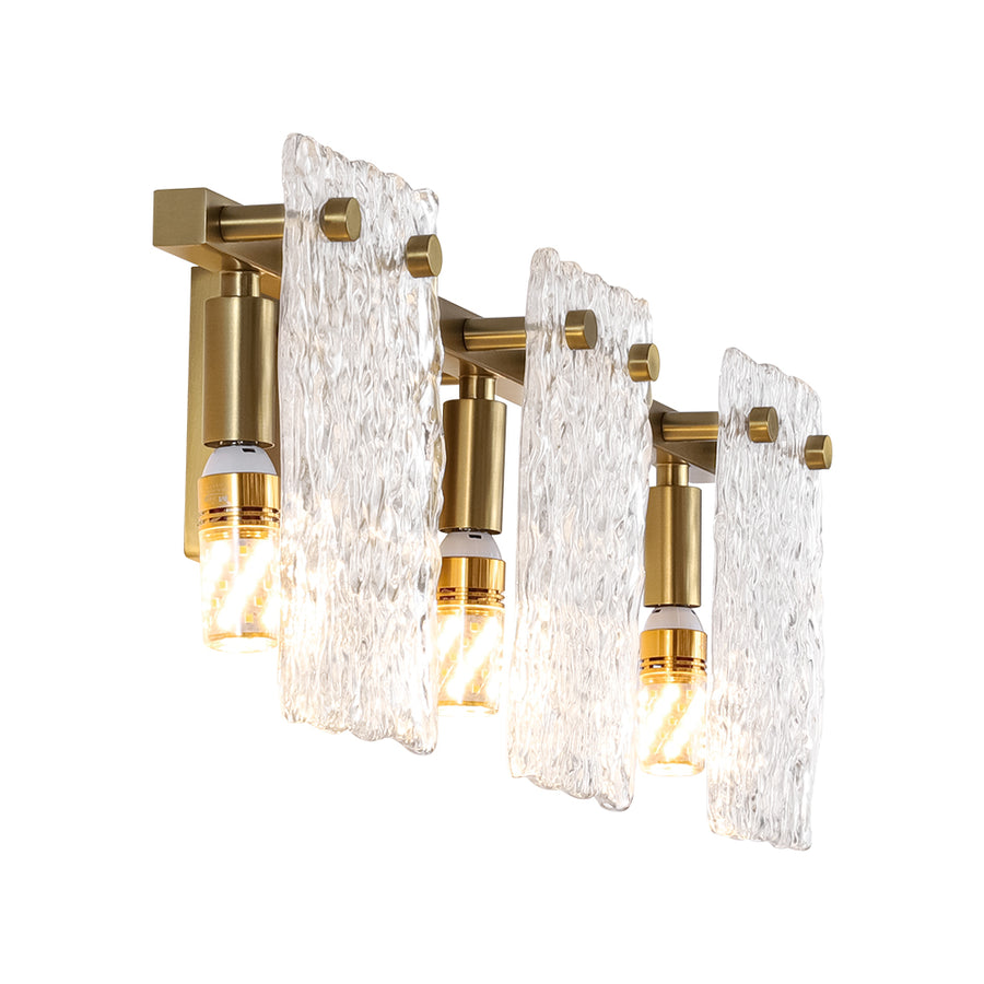 Modern Mid-Century Textured Glass Panel Bathroom Wall Lamp