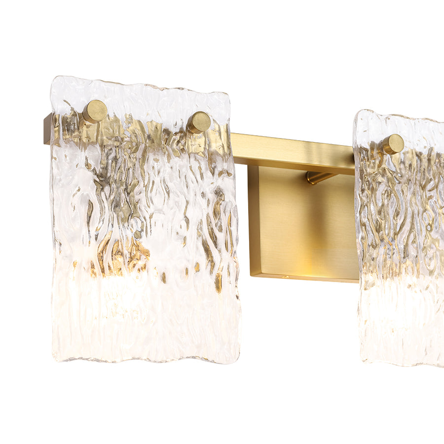 Modern Mid-Century Textured Glass Panel Bathroom Wall Lamp