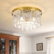 Load image into Gallery viewer, Modern Brass Tiered Textured Glass Round Flush Mount
