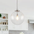 Load image into Gallery viewer, Modern 1-Light Clear Fluted Glass Globe Kitchen Pendant
