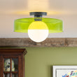 Load image into Gallery viewer, Nordic Green Glass Globe 1-Light Round Ceiling Fixture
