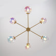 Load image into Gallery viewer, Polished Iridescent Art Glass Globe Round Brass Sputnik Chandelier
