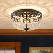 Load image into Gallery viewer, Spanish Bronze Round Cascaded Crystal Cage Ceiling Light
