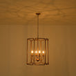 Load image into Gallery viewer, Vintage 4-Light Antique Gold Metal Cylinder Cage Lantern Pendant
