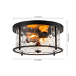 Load image into Gallery viewer, Vintage Black 2-Light Water Glass Drum Semi Flush Mount
