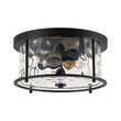 Load image into Gallery viewer, Vintage Black 2-Light Water Glass Drum Semi Flush Mount
