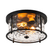 Load image into Gallery viewer, Vintage Black 2-Light Water Glass Drum Semi Flush Mount
