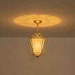 Load image into Gallery viewer, Vintage Single White Fabric Brass Curved Metal Lantern Pendant
