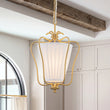 Load image into Gallery viewer, Vintage Single White Fabric Brass Curved Metal Lantern Pendant
