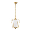 Load image into Gallery viewer, Vintage Single White Fabric Brass Curved Metal Lantern Pendant

