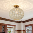 Load image into Gallery viewer, Vintage Luxe 1-Light Faceted Crystal Sphere Cage Semi Flush

