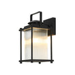 Load image into Gallery viewer, Farmhouze Light - 1 - Light Black Fluted Glass Lantern Outdoor Wall Sconce - Wall Sconce - 2 Packs - 
