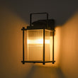 Load image into Gallery viewer, Farmhouze Light - 1 - Light Black Fluted Glass Lantern Outdoor Wall Sconce - Wall Sconce - 2 Packs - 
