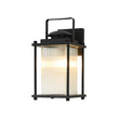 Load image into Gallery viewer, Farmhouze Light - 1 - Light Black Fluted Glass Lantern Outdoor Wall Sconce - Wall Sconce - 2 Packs - 
