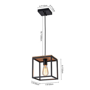 Farmhouze Light-1-Light Black Metal Square Lantern Pendant Light-Pendant-Black-