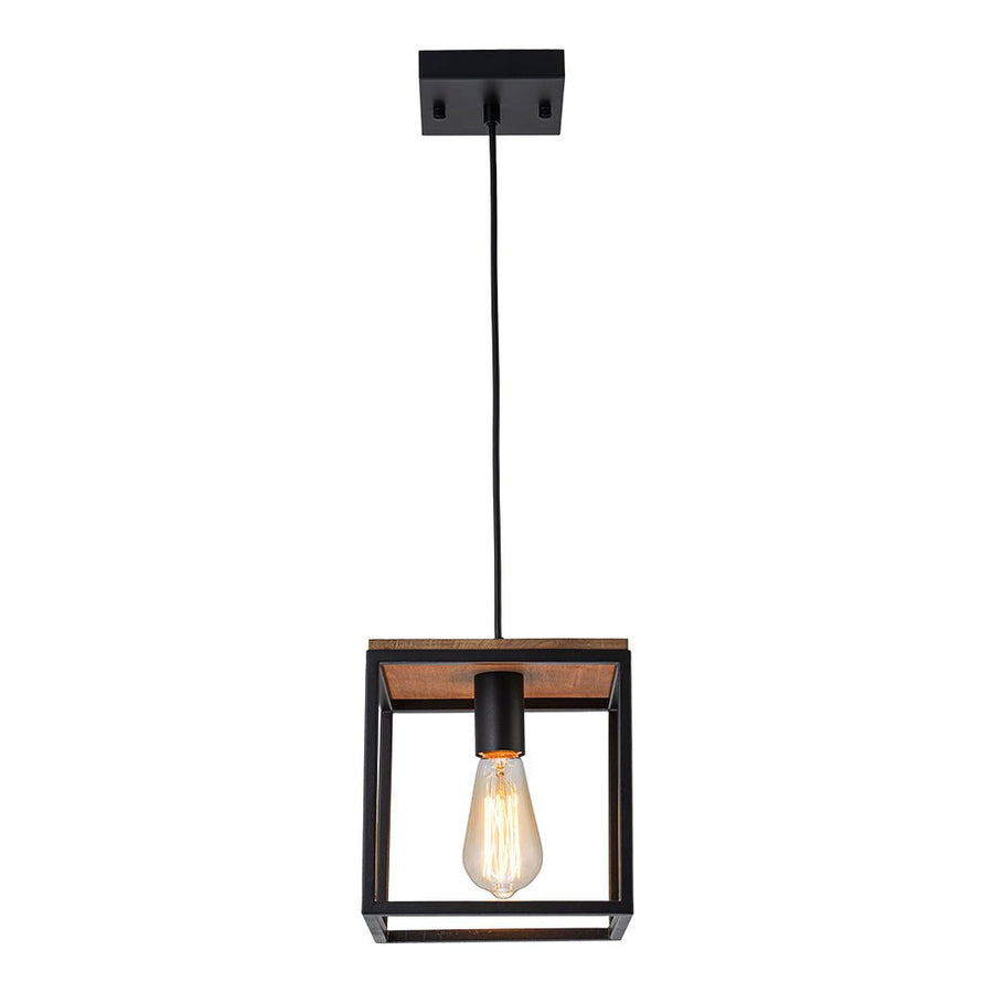 Farmhouze Light-1-Light Black Metal Square Lantern Pendant Light-Pendant-Black-