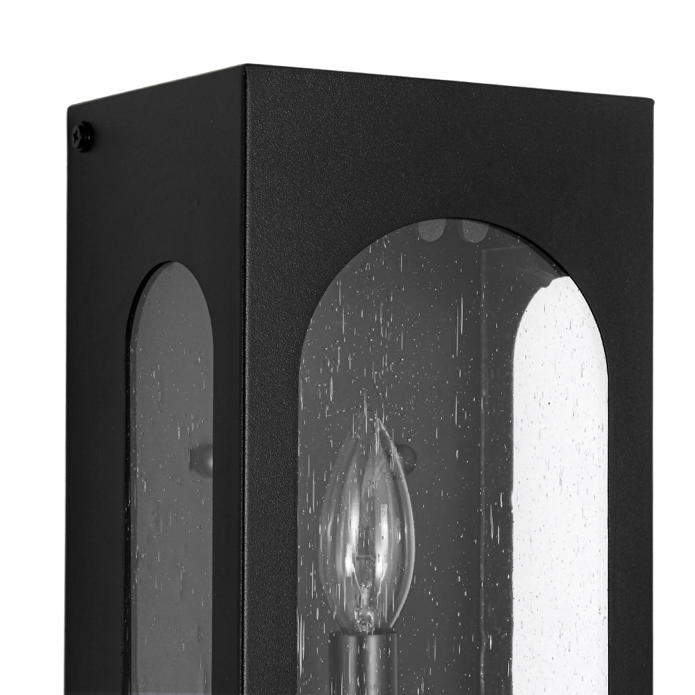 Farmhouze Light-1-Light Black Square Glass Lantern Outdoor Wall Sconce-Wall Sconce-2 Packs-