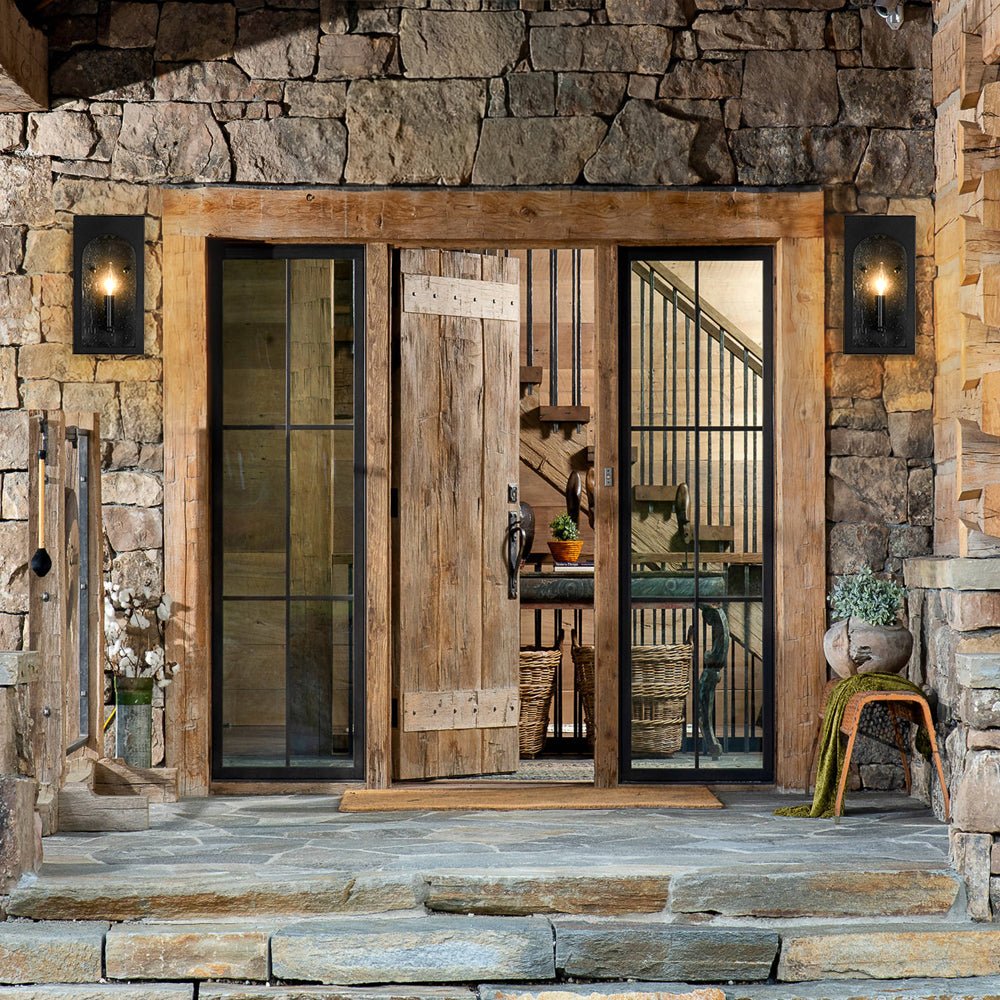Farmhouze Light-1-Light Black Square Glass Lantern Outdoor Wall Sconce-Wall Sconce-2 Packs-