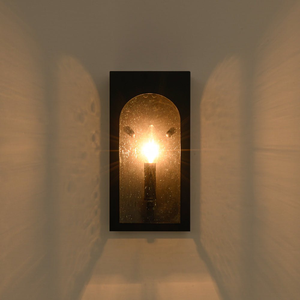 Farmhouze Light-1-Light Black Square Glass Lantern Outdoor Wall Sconce-Wall Sconce-2 Packs-