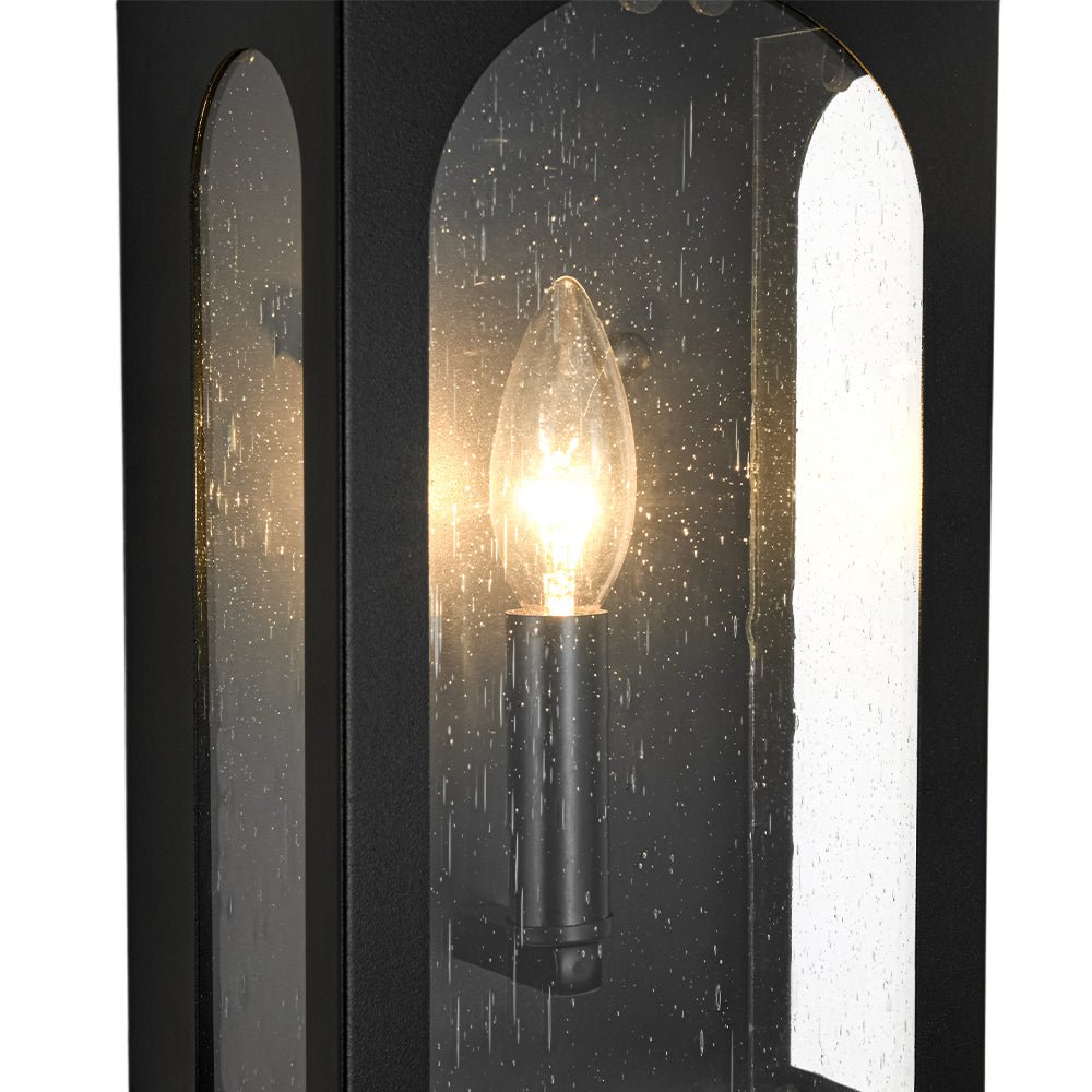 Farmhouze Light-1-Light Black Square Glass Lantern Outdoor Wall Sconce-Wall Sconce-2 Packs-