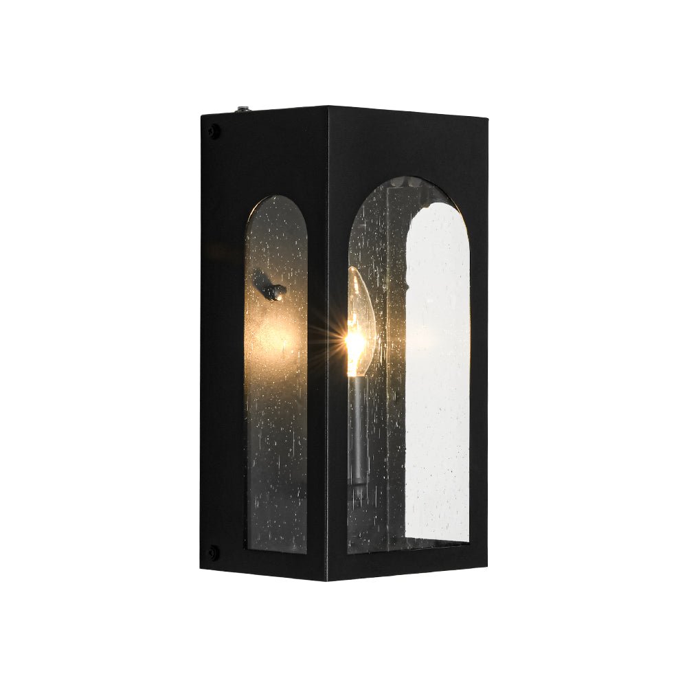 Farmhouze Light-1-Light Black Square Glass Lantern Outdoor Wall Sconce-Wall Sconce-2 Packs-