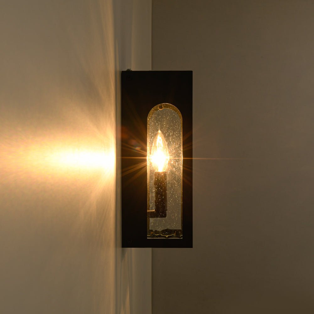 Farmhouze Light-1-Light Black Square Glass Lantern Outdoor Wall Sconce-Wall Sconce-2 Packs-